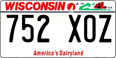 WI license plate 752XOZ