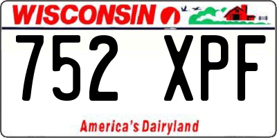 WI license plate 752XPF