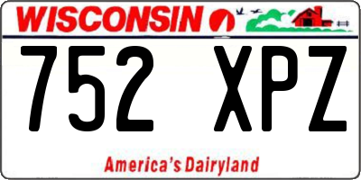 WI license plate 752XPZ