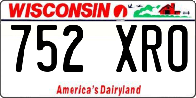 WI license plate 752XRO