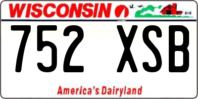 WI license plate 752XSB