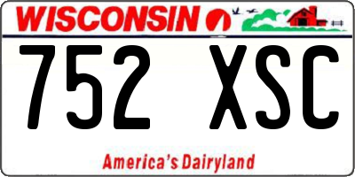 WI license plate 752XSC