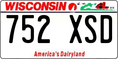 WI license plate 752XSD