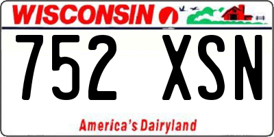 WI license plate 752XSN