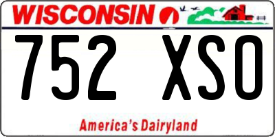 WI license plate 752XSO
