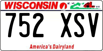 WI license plate 752XSV