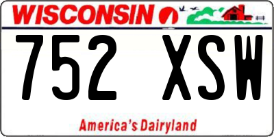 WI license plate 752XSW