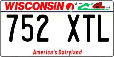 WI license plate 752XTL