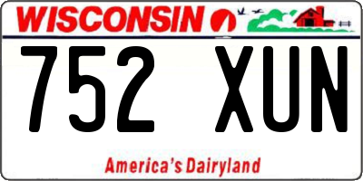 WI license plate 752XUN