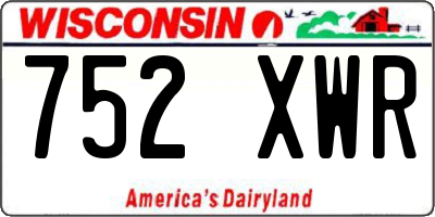 WI license plate 752XWR