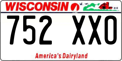 WI license plate 752XXO