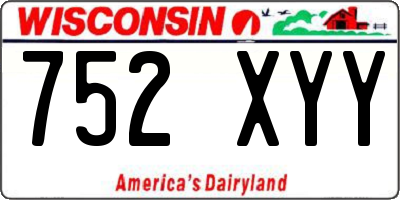 WI license plate 752XYY