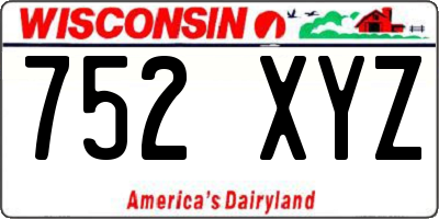 WI license plate 752XYZ