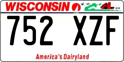 WI license plate 752XZF