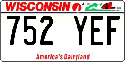 WI license plate 752YEF
