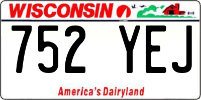 WI license plate 752YEJ