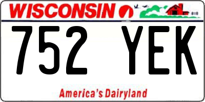 WI license plate 752YEK