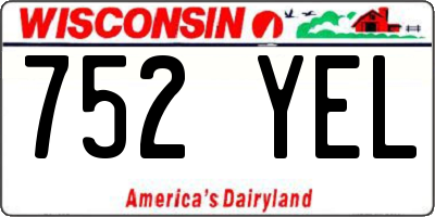 WI license plate 752YEL