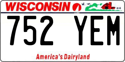 WI license plate 752YEM