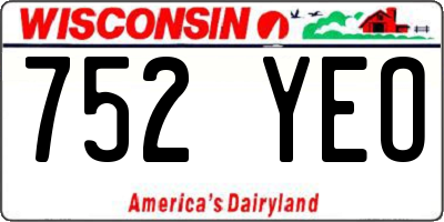 WI license plate 752YEO