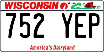 WI license plate 752YEP