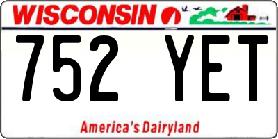 WI license plate 752YET
