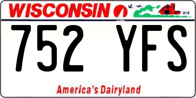 WI license plate 752YFS