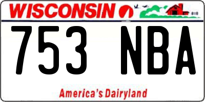 WI license plate 753NBA