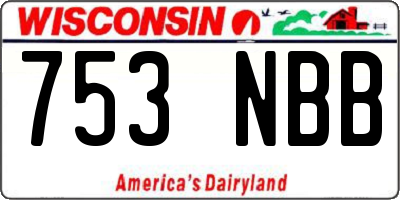 WI license plate 753NBB