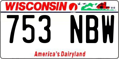 WI license plate 753NBW