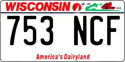 WI license plate 753NCF