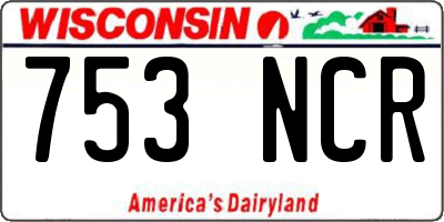WI license plate 753NCR