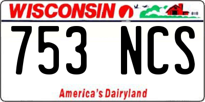 WI license plate 753NCS