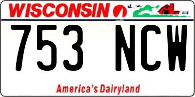 WI license plate 753NCW