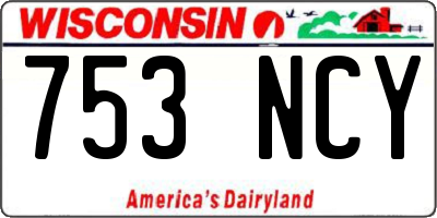 WI license plate 753NCY