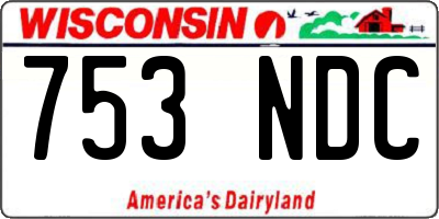 WI license plate 753NDC