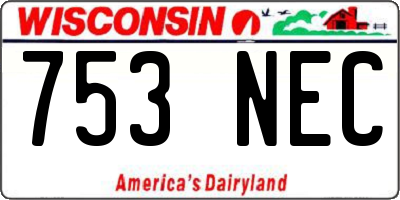 WI license plate 753NEC