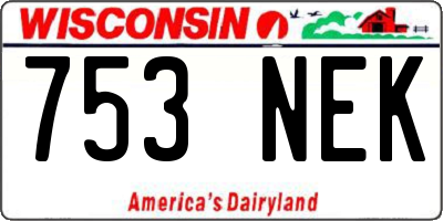 WI license plate 753NEK