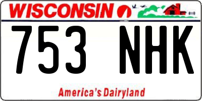 WI license plate 753NHK