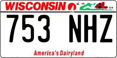 WI license plate 753NHZ