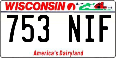 WI license plate 753NIF