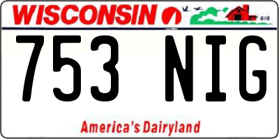 WI license plate 753NIG