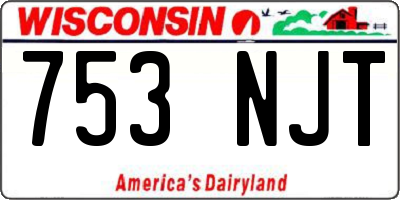 WI license plate 753NJT
