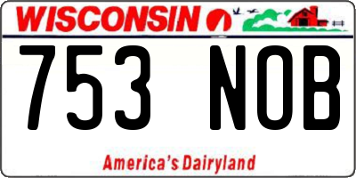 WI license plate 753NOB