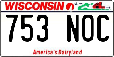 WI license plate 753NOC