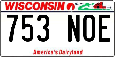 WI license plate 753NOE