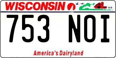 WI license plate 753NOI