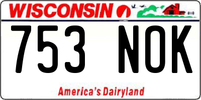 WI license plate 753NOK