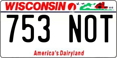 WI license plate 753NOT