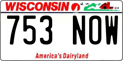 WI license plate 753NOW